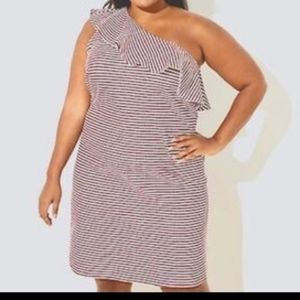 💥🔥LOFT plus one shoulder stripe Dress